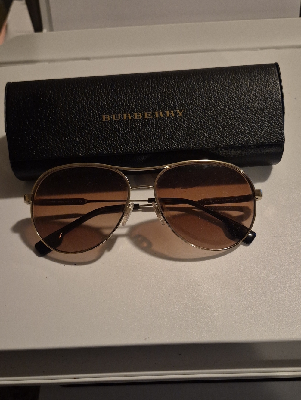 Burberry Gold Frame Sunglasses with Brown Lenses
